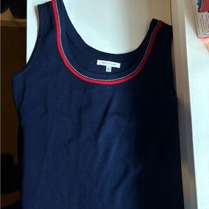 St. John Dark Blue Top with Red Accents